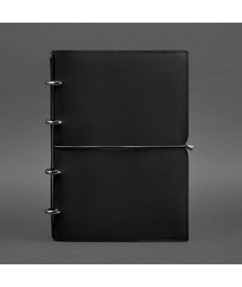 Leather notebook A4 on rings (soft book) 9.0 soft cover black crust
