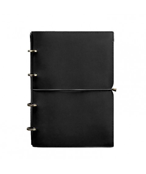Leather notebook A4 on rings (soft book) 9.0 soft cover black crust