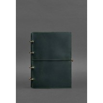 Кожаный блокнот А4 на кольцах (софт-бук) 9.0 в мягкой обложке зеленый Crazy Horse