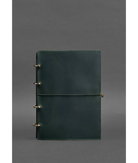 Leather notebook A4 on rings (soft book) 9.0 soft cover green Crazy Horse