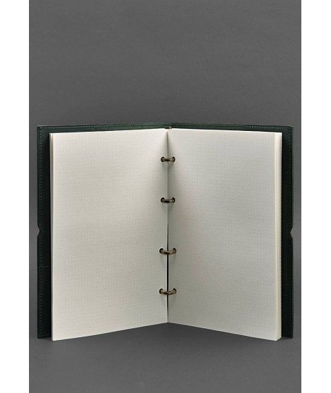 Leather notebook A4 on rings (soft book) 9.0 soft cover green Crazy Horse
