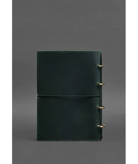 Leather notebook A4 on rings (soft book) 9.0 soft cover green Crazy Horse