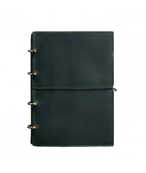 Leather notebook A4 on rings (soft book) 9.0 soft cover green Crazy Horse