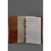 Leather notebook A4 on rings (soft book) 9.0 soft cover light brown Crust