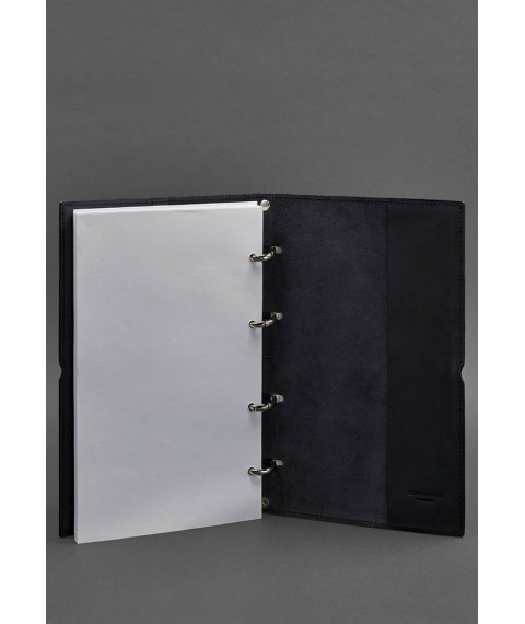 Leather notebook A4 on rings (soft book) 9.0 soft cover blue Crust