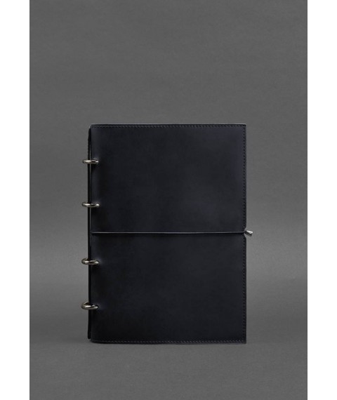 Leather notebook A4 on rings (soft book) 9.0 soft cover blue Crazy Horse