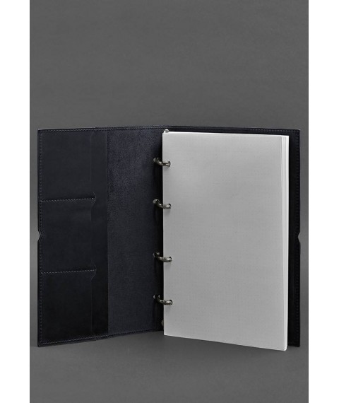Leather notebook A4 on rings (soft book) 9.0 soft cover blue Crazy Horse
