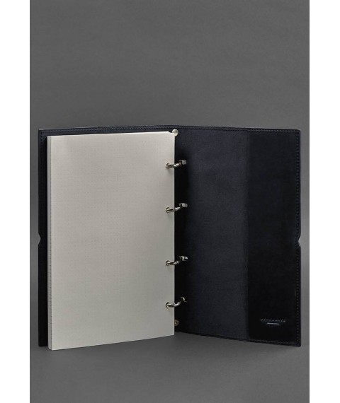 Leather notebook A4 on rings (soft book) 9.0 soft cover blue Crazy Horse