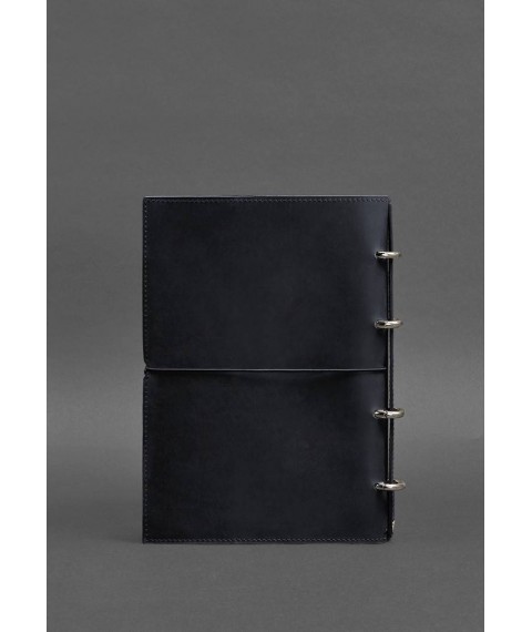 Leather notebook A4 on rings (soft book) 9.0 soft cover blue Crazy Horse
