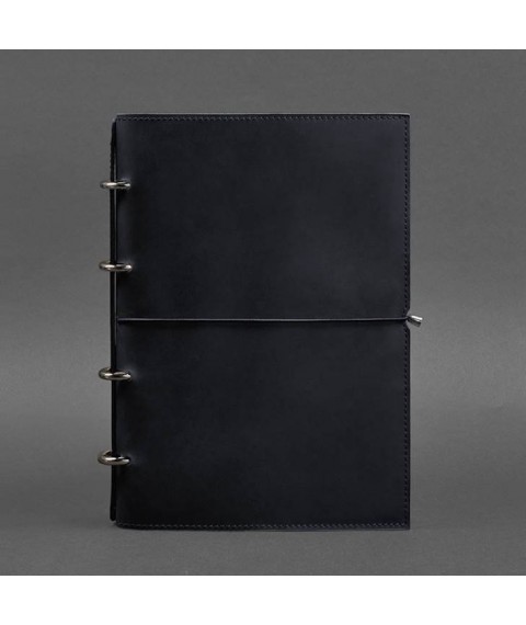 Leather notebook A4 on rings (soft book) 9.0 soft cover blue Crazy Horse