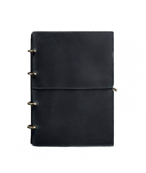 Leather notebook A4 on rings (soft book) 9.0 soft cover blue Crazy Horse