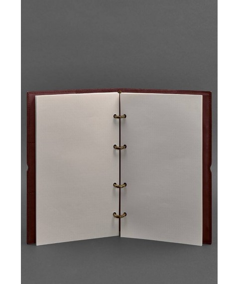 Кожаный блокнот А4 на кольцах (софт-бук) 9.0 в мягкой обложке бордовый Краст