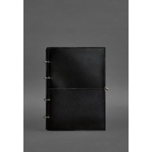 Кожаный блокнот А4 на кольцах (софт-бук) 9.0 в мягкой обложке черный глянец