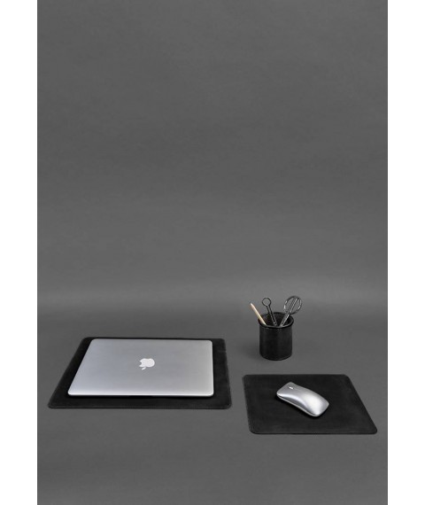 Desk set made of genuine leather 1.0 black Crazy Horse