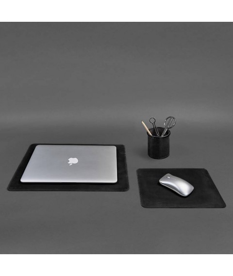 Desk set made of genuine leather 1.0 black Crazy Horse