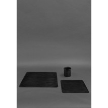 Набір для робочого столу із натуральної шкіри 1.0 чорний Crazy Horse