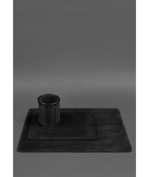 Desk set made of genuine leather 1.0 black Crazy Horse