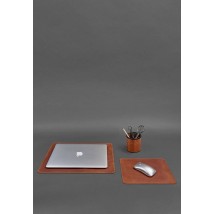 Desk set made of genuine leather 1.0 light brown Crazy Horse