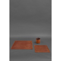Desk set made of genuine leather 1.0 light brown Crazy Horse