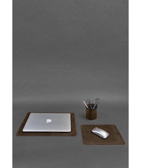 Desk set made of genuine leather 1.0 dark brown Crazy Horse