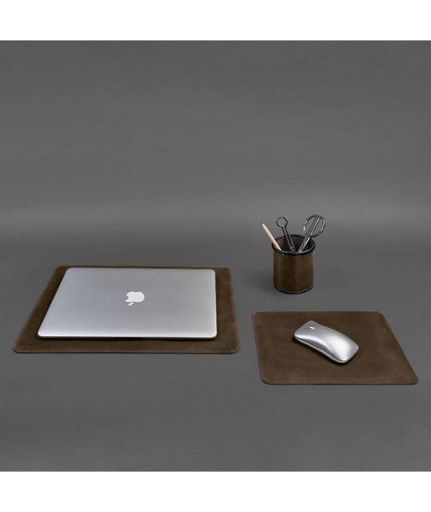 Desk set made of genuine leather 1.0 dark brown Crazy Horse
