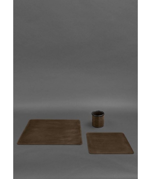 Desk set made of genuine leather 1.0 dark brown Crazy Horse
