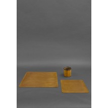 Набор для рабочего стола из натуральной кожи 1.0 желтый Crazy Horse