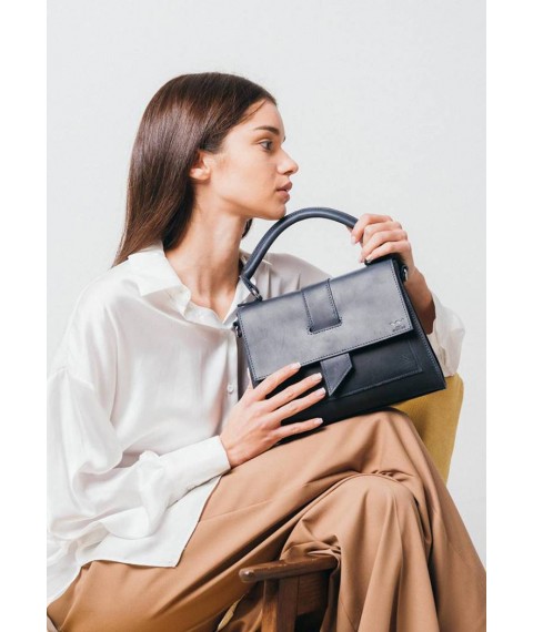 Women's leather bag Ester dark blue vintage