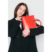 Women's leather bag Fancy red