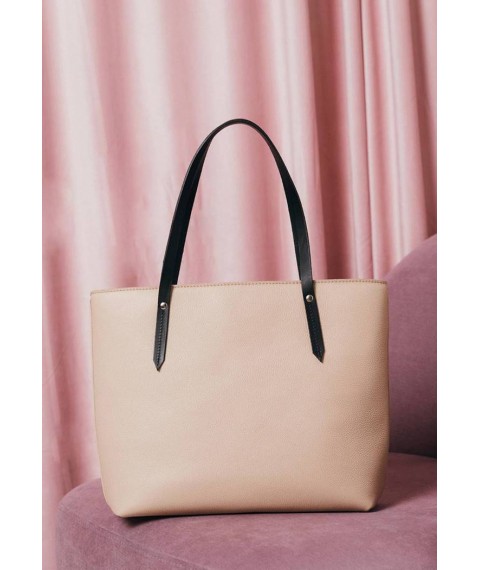 Leather shopper Walker Mini light beige flotar