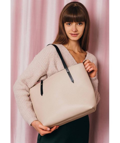 Leather shopper Walker Mini light beige flotar