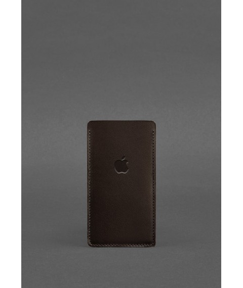 Кожаный чехол для iPhone 12 Темно-коричневый Краст