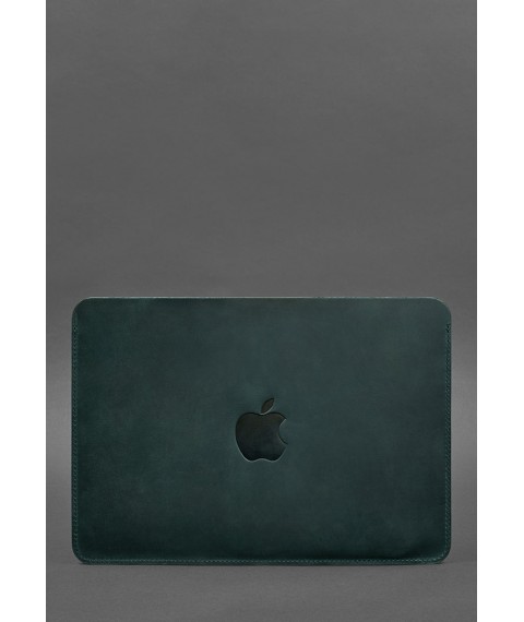 Шкіряний чохол для MacBook 14 дюйм Зелений Crazy Horse