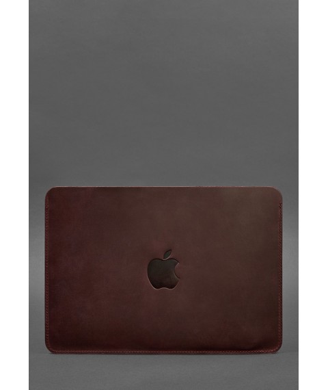 Шкіряний чохол для MacBook 14 дюйм Бордовий Crazy Horse