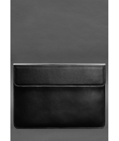 Шкіряний чохол-конверт на магнітах для ноутбука Універсальний Чорний