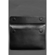 Кожаный чехол-конверт на магнитах для ноутбука Универсальный Черный