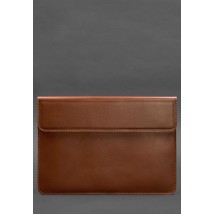 Leather envelope case with magnets for laptop Universal Light brown