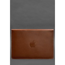 Кожаный чехол-конверт на магнитах для MacBook 15-16 дюйм Светло-коричневый
