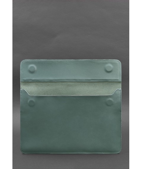 Шкіряний чохол-конверт на магнітах для MacBook 14 Бірюзовий