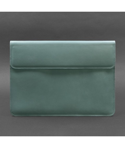 Кожаный чехол-конверт на магнитах для MacBook 14 Бирюзовый