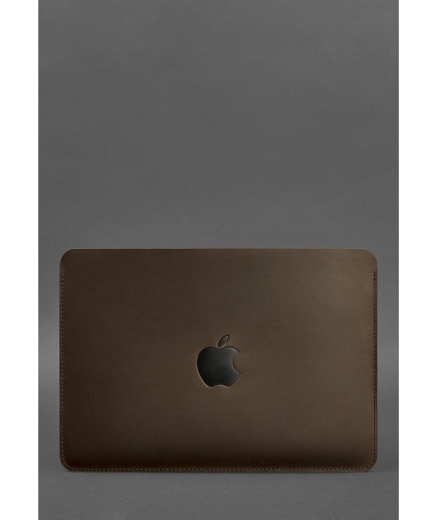 Leather case for MacBook 14 inch Dark brown Crazy Horse