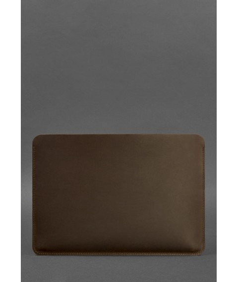 Leather case for MacBook 14 inch Dark brown Crazy Horse