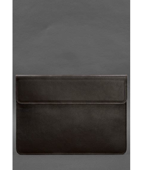 Шкіряний чохол-конверт на магнітах для MacBook 15-16 дюйм Темно-коричневий