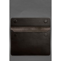 Кожаный чехол-конверт на магнитах для ноутбука Универсальный Темно-коричневый