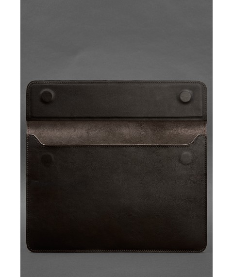 Кожаный чехол-конверт на магнитах для MacBook 15-16 дюйм Темно-коричневый
