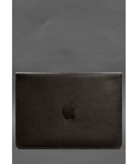Шкіряний чохол-конверт на магнітах для MacBook 15 дюйм Темно-коричневий краст