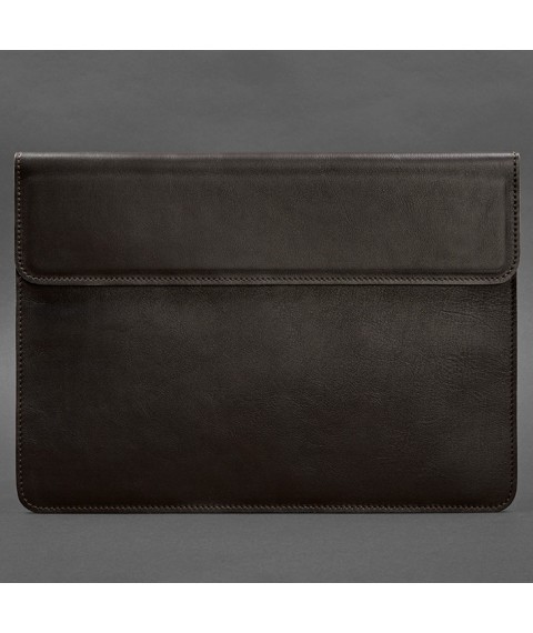 Шкіряний чохол-конверт на магнітах для MacBook 15 дюйм Темно-коричневий краст