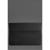 Шкіряний чохол-конверт на магнітах для MacBook 15-16 дюйм Чорний Crazy Horse