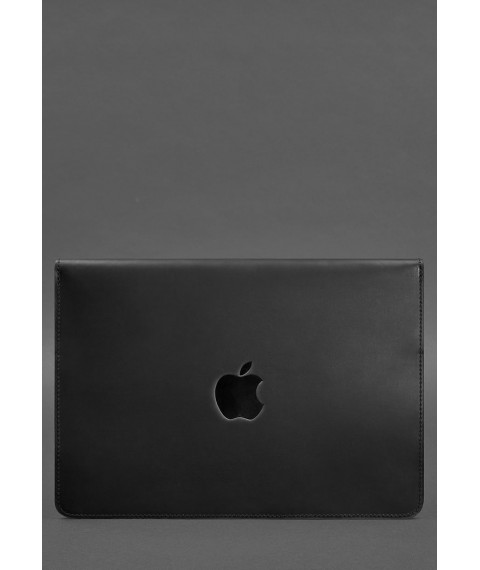 Кожаный чехол-конверт на магнитах для MacBook 15 дюйм Черный Crazy Horse