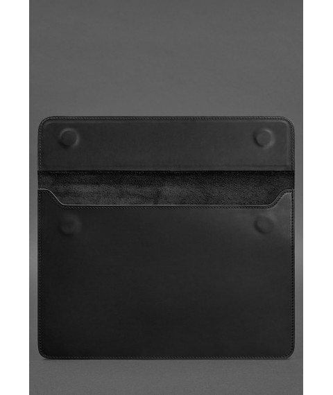 Кожаный чехол-конверт на магнитах для MacBook 15 дюйм Черный Crazy Horse